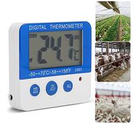 Acouto Thermomètre Intérieur Extérieur, Grand écran LCD, Compteur de Température électronique avec Double Alarme pour Réfrigérateurs et Fermes d'élevage