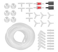 Acouto Valve de Contrôle de Tube d'oxygène d'Aquarium, Ensemble de Pierres à Bulles pour Aquarium, Accessoires 'aquariumCombinaison E 4 M / 13,1 Pieds de Tube 'oxygène, Valve Droite, Tuyau de