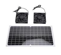 Acouto Ventilateur d'extraction à énergie Solaire 16 W Panneau Solaire en Silicium Monocristallin Double Kit de Ventilateur de Ventilation pour Serre de Poulailler pour Animal Domestique Génère de