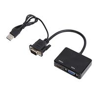 Acouto VGA à VGA High Definition Multimedia Interface Splitter Convertisseur Support Affichage AdapterBlack Utiliser USB A Power pour Transmettre Un à l'Interface Multimédia Haute Définition (Black)