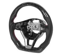 Acouto Volant en Fibre de Carbone forgé en Cuir Nappa pré-forgé, Coutures Rouges, adapté au Doigt 2018-2020, Spécialement Rouge pour Nappa, Conception Plate et Perforée