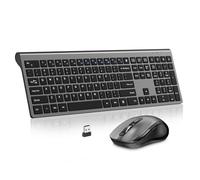 Acozykitten Ensemble clavier et souris sans fil 2,4 G USB pleine taille et souris réglable, interrupteur ciseaux, verrouillage FN, pour ordinateur portable, PC, Chromebook et Windows 11/10/7 - Gris