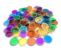 AcpopbM 100 Jetons de Loto avec Anneaux Métalliques - Accessoires de Jeu d'Échecs Transparent pour Les Amateurs de Bingo - Puces de Comptage de Mathématiques pour l'Éducation Scientifique