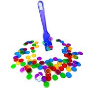 AcpopbM Kit de Bingo Magnétique - 1 Bâton Magnétique + 100 Jetons Loto - Jeu Éducatif pour Enfants et Accessoire Pratique de Stockage (Le bâton Bleu& jetons de Loto Multicolores)