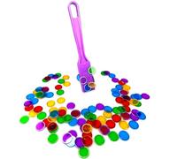 AcpopbM Kit de Bingo Magnétique - 1 Bâton Magnétique + 100 Jetons Loto - Jeu Éducatif pour Enfants et Accessoire Pratique de Stockage (Bâton Violet& jetons de Loto Multicolores)