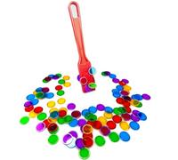 AcpopbM Kit de Bingo Magnétique - 1 Bâton Magnétique + 100 Jetons Loto - Jeu Éducatif pour Enfants et Accessoire Pratique de Stockage (Rouge)