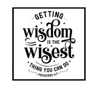 Acquérir la sagesse est la chose la plus sage que vous puissiez faire, verset biblique Stickers lettrage 42x42cm Stickers pour vitres Noir