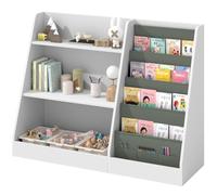 Acquisition d'étagères pour enfants, d'étagères à trois étages et d'organisateurs de jouets, suspensions stables avec des livres pour enfants, des rideaux pour enfants, des chambres à coucher (blanc)