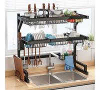 ACRaBoss Grand Égouttoir À Vaisselle À 2Ux - Organiseur de Comptoir de Cuisine Robuste Avec Capacité Pour Un Égouttage Efficace de La Vaisselle, Conception Peu Encombrante Pour Une Utilisation À La Ma
