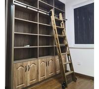 ACRaBoss Kit Complet de Quincaillerie Pour Échelle de Bibliothèque Roulante, Rail D'Échelle Mobile À Tube Rond Avec Roulettes Coulissantes Pour La Maison Et Le Bureau/12Ft/366Cm Track Kit