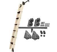 ACRaBoss Kit de Quincaillerie Pour Échelle Coulissante de Bibliothèque, Rail Mobile de 3,3 À 20 Pieds, Rails Mobiles En Tube Rond En Acier Noir Avec Roulettes Au Sol, Facile À Installer (Sans Échelle)