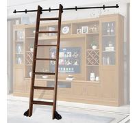 ACRaBoss Kit de Quincaillerie Pour Échelle Coulissante de Bibliothèque Ronde Noire, Rail de 6 M Avec Roulettes Au Sol, Ensemble de Rails Pour Échelle Roulante de Bureau À Domicile, Sans Échelle, Insta