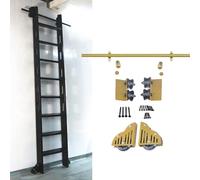 ACRaBoss Kit de Quincaillerie Pour Échelle Coulissante En Acier Carbone, Rail de Roulement Avec Roulettes Au Sol Pour Bibliothèques, Maisons Et Bureaux/8Ft/244Cm Track Kit