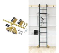 ACRaBoss Kit de Quincaillerie Pour Échelle Coulissanteden Roller Library, Tube Rond, Avec Frein, Pour Loft Intérieur Et Maison/9.8Ft/300Cm Track Kit