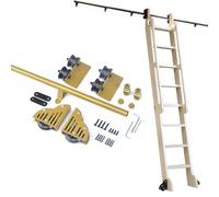 ACRaBoss Kit de Quincaillerie Pour Échelle de Bibliothèque Rétractable, Rail D'Échelle Roulant En Acier Avec Roulettes Au Sol, Rail Coulissant Peu Encombrant, Pour La Maison, Le Bureau Et La Bibliothè