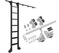 ACRaBoss Kit de Quincaillerie Pour Échelle de Bibliothèque Rétractable, Rail D'Extension Mobile En Tube Rond Gris Argenté (Sans Échelle), Rail Coulissant Personnalisable/10Ft/300Cm Track Kit