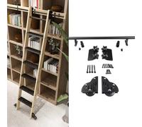 ACRaBoss Kit de Quincaillerie Pour Échelle de Bibliothèque Roulante de 100 À 732 Cm, Rails D'Échelle Mobiles En Tube Rond En Acier Avec Roulettes Pour Bureau À Domicile, Glissement Fluide Et Durable/1