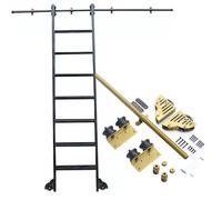 ACRaBoss Kit de Quincaillerie Pour Échelle de Bibliothèque Roulante, Ensemble Complet de Quincaillerie Pour Échelle Coulissante de Bibliothèque À Tube Rond Avec Frein Pour Maison/Intérieur/Loft/13Ft/4