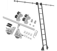 ACRaBoss Kit de Quincaillerie Pour Échelle de Bibliothèque Roulante Haut de Gamme de 3,3 À 20 Pieds,Rt D'Échelle Mobile Complet En Tube Rond En Métal Pour Étagères Avec Roulettes de Sol Sécurisées/19.