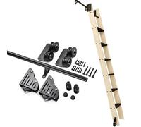 ACRaBoss Kit de Quincaillerie Pour Échelle de Bibliothèque Roulante, Plus Silencieuse, Plus Solide Et Plus Durable, Rail D'Échelle Coulissante En Tube Rond En Acier Au Carbavec Rouleau de Sol/8Ft/244C
