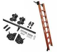 ACRaBoss Kit de Quincaillerie Pour Échelle de Bibliothèque Roulante, Rail D'Échelle Mobile En Tube Rond En Métal Avec Roulettes Au Sol, Rail D'Échelle Coulissant Pour La Maison, Le Bureau Et Les Bibli