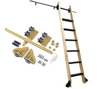 ACRaBoss Kit de Quincaillerie Pour Échelle de Bibliothèque Roulante, Rail Réglable de 100 À 732 Cm Pour La Maison, Le Bureau Et L'Entrepôt, Avec Roulettes de Sol Avec Frein/4Ft/122Cm Track Kit