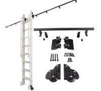 ACRaBoss Kit de Quincaillerie Pour Échelle Mobile de Bibliothèque, Rail Coulissant Réglable, Roulettes Au Sol Avec Frein Pour La Maison Et Le Bureau (Sans Échelle)/12Ft/366Cm Track Kit