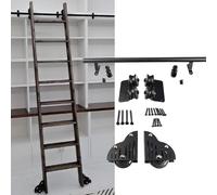 ACRaBoss Kit de Quincaillerie Pour Échelle Roulante de 3,3 À 24 Pieds, Kit D'Échelle Coulissante Pour Bibliothèque, Rail D'Échelle Mobile À Tube Rond Avec Roulettes Au Sol/20Ft/610Cm Track Kit