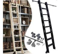 ACRaBoss Kit de Rails Pour Échelles Roulantes En Fer Forgé Robuste Pour Bibliothèque, Rails de Suspension Coulissants, Roulettes Au Sol, Matériel Pour Rails D'Échelle Mobiles (Échelle Non Incluse)/10F