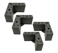 ACRaBoss Lot de 4 Pieds de Meuble En Plastique, Pieds de Lit En L, Pieds de Canapé Carrés, Pieds de Table Basse, Pieds Dert de Remplacement, Tapis Rehausseur de Meuble, Pour Pouf, Noir, Avec Vis/Black