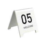 ACRaBoss Plaque de Bureau En Acrylique, Numéro de Table À Manger Recto Verso, Cartes de Numéros de Table Empilables, Pour Événements de Fête En Intérieur Ou En Extérieur/White/41-50