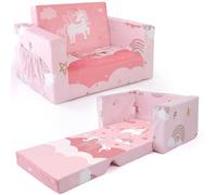 ACRABROS - Canapé 2 en 1 pour tout-petits, enfants, garçons et filles, canapé pliable pour bébé, chaise longue, pré-assemblé, mobilier en peluche douce pour salle de jeux, chambre à coucher, belle