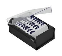 Acrimet Boîte à Fiches Organisateur 3'' x 5’', Base en Métal Robuste (Index AZ et un Séparateur Plastique Inclus) (Base Noire avec Couvercle Transparent)