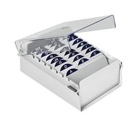 Acrimet Boîte à Fiches Organisateur 3'' x 5’', Base en Métal Robuste (Index AZ et un Séparateur Plastique Inclus) (Base Blanche avec Couvercle Transparent)
