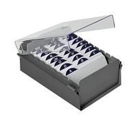 Acrimet Boîte à Fiches Organisateur 3'' x 5’', Base en Métal Robuste (Index AZ et un Séparateur Plastique Inclus) (Base Grise avec Couvercle Transparent)