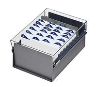 Acrimet Boîte à Fiches Organisateur 4'' x 6’', Base en Métal Robuste (Index AZ et un Séparateur Plastique Inclus) (Base Grid avec Couvercle Transparent)