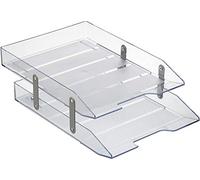 Acrimet Corbeille à Courrier Articulé 2 Étages A4 (Plastic Durable) (Couleur Transparent Cristal)