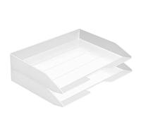 Acrimet Corbeille à Courrier Empilable, Format Paysage, Organiseur de Bureau pour Papier et Document A4, Plastique Résistant (Couleur Blanc) (Lot de 2)