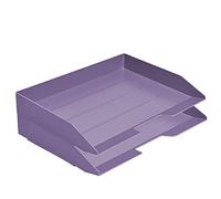 Acrimet Corbeille à Courrier Empilable, Format Paysage, Organiseur de Bureau pour Papier et Document A4, Plastique Résistant (Couleur Violette) (Lot de 2)