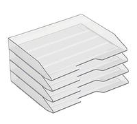 Acrimet Corbeille à Courrier Empilable, Format Paysage, Organiseur de Bureau pour Papier et Document A4, Plastique Résistant (Couleur Transparent Cristal) (Lot de 4)