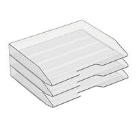 Acrimet Corbeille à Courrier Empilable, Format Paysage, Organiseur de Bureau pour Papier et Document A4, Plastique Résistant (Couleur Transparent Cristal) (Lot de 3)