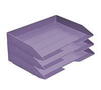 Acrimet Corbeille à Courrier Empilable, Format Paysage, Organiseur de Bureau pour Papier et Document A4, Plastique Résistant (Couleur Violette) (Lot de 3)