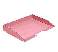 Acrimet Corbeille à Courrier Empilable, Format Paysage, Organiseur de Bureau pour Papier et Document A4, Plastique Résistant (Couleur Rose) (1 unité)