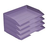 Acrimet Corbeille à Courrier Empilable, Format Paysage, Organiseur de Bureau pour Papier et Document A4, Plastique Résistant (Couleur Violet) (Lot de 4)