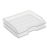 Acrimet Corbeille à Courrier Empilable, Format Paysage, Organiseur de Bureau pour Papier et Document A4, Plastique Résistant (Couleur Transparent Cristal) (Lot de 2)
