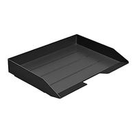 Acrimet Corbeille à Courrier Empilable, Format Paysage, Organiseur de Bureau pour Papier et Document A4, Plastique Résistant (Couleur Noir) (1 unité)