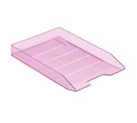 Acrimet Corbeille à Courrier Empilable Organiseur de Bureau pour Papier et Document A4 (Plastic Durable) (Couleur Rose Transparent) (1 unité)