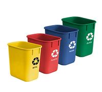 Acrimet Corbeille pour le recyclage, 3,25 gallons / 13 quarts / 12 litres (en plastique) (Métal/Jaune, Papier/Bleu, Verre/Vert, Plastique/Rouge) (lot de 4) aux, les écoles et la maison ;