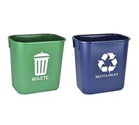 Acrimet Corbeille pour le recyclage et les déchets, 3,25 gallons / 13 quarts / 12 litres (en plastique) (vert et bleu) (lot de 2)