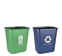 Acrimet Corbeille pour le recyclage et les déchets, 6,75 gallons / 27 quarts / 24 litres (en plastique) (vert et bleu) (lot de 2)
